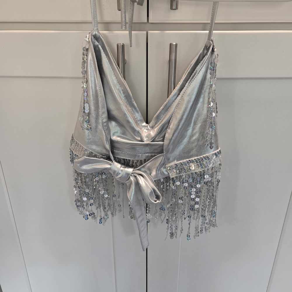 Source Unknown Silver Sequin Fringe Two-Piece Set - Picture 11 of 16